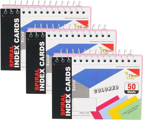 2-Pack Spiral Bound Colored Index Card Books, 3x5-Inch, Ruled, Perforated, Bright Colors: Canary-Cherry-Green-Blue, 50-Count per Book from Northland Wholesale. (2 Packs) in Saudi Arabia