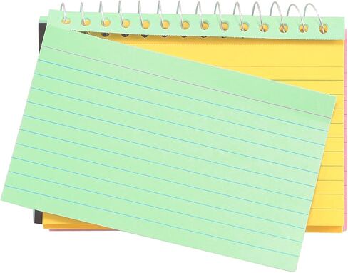 2-Pack Spiral Bound Colored Index Card Books, 3x5-Inch, Ruled, Perforated, Bright Colors: Canary-Cherry-Green-Blue, 50-Count per Book from Northland Wholesale. (2 Packs) in Saudi Arabia