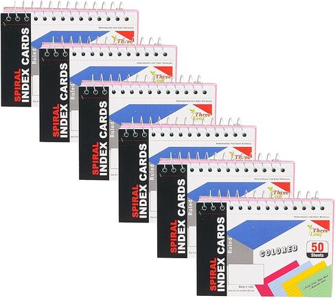 2-Pack Spiral Bound Colored Index Card Books, 3x5-Inch, Ruled, Perforated, Bright Colors: Canary-Cherry-Green-Blue, 50-Count per Book from Northland Wholesale. (2 Packs) in Saudi Arabia