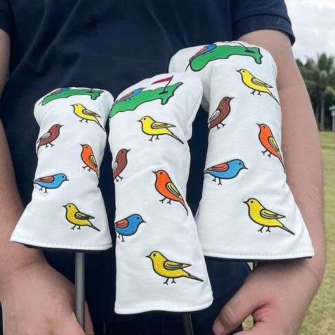 1 Pcs Montela Golf Club Covers,Colorful Birdie Tee 3 Wood Headcover Driver Headcover Fairway Wood Head Covers Hybrid Headcover Leather Golf Head Covers for Odyssey Scotty Cameron Taylormade in Saudi Arabia