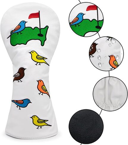 1 Pcs Montela Golf Club Covers,Colorful Birdie Tee 3 Wood Headcover Driver Headcover Fairway Wood Head Covers Hybrid Headcover Leather Golf Head Covers for Odyssey Scotty Cameron Taylormade in Saudi Arabia