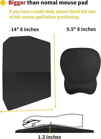 SOUNDANCE Ergonomic Mouse Pad with Wrist Rest Memory Foam Support, Black in Saudi Arabia