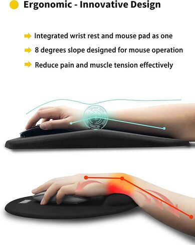 SOUNDANCE Ergonomic Mouse Pad with Wrist Rest Memory Foam Support, Black in Saudi Arabia