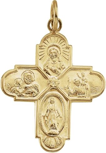FB Jewels 14K Yellow Gold 24.5x21.5mm Four-Way Cross Medal in Saudi Arabia