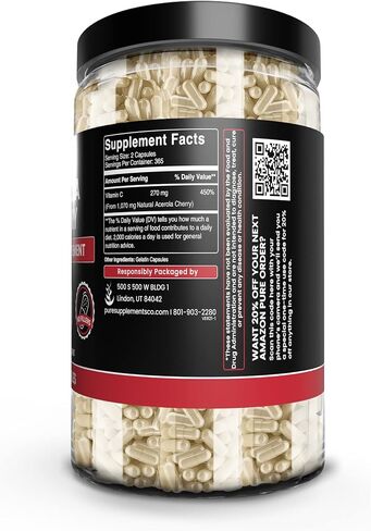 Pure Original Ingredients Acerola Cherry (730 Capsules) No Magnesium Or Rice Fillers, Always Pure, Lab Verified in Saudi Arabia
