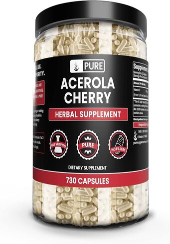 Pure Original Ingredients Acerola Cherry (730 Capsules) No Magnesium Or Rice Fillers, Always Pure, Lab Verified in Saudi Arabia