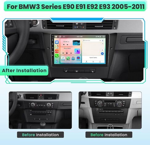Hikity 8 Cores 6+128G Android 13 Radio for BMW 328i 335i 325i (E90/E91/E92/E93) 2005-2011, 9 Inch 1280x720 HD Touchscreen with Wireless Carplay Android Auto GPS Backup Camera in Saudi Arabia