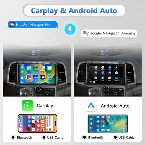 2G+64G لسيارة Toyota Venza 2009-2016 ستيريو سيارة Android مع Carplay لاسلكي Android Auto، شاشة لمس 9 بوصة راديو سيارة بلوتوث يدعم نظام تحديد المواقع والملاحة واي فاي HiFi Audio FM SWC USB + كاميرا احتياطية عالية الدقة in Saudi Arabia