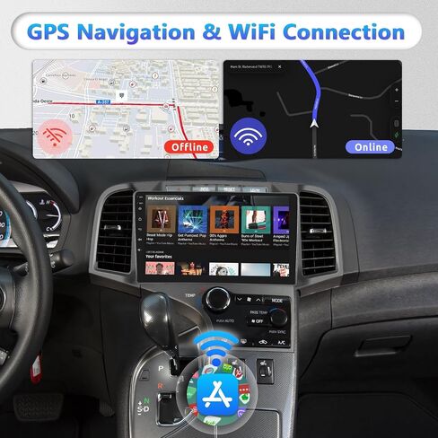 2G+64G لسيارة Toyota Venza 2009-2016 ستيريو سيارة Android مع Carplay لاسلكي Android Auto، شاشة لمس 9 بوصة راديو سيارة بلوتوث يدعم نظام تحديد المواقع والملاحة واي فاي HiFi Audio FM SWC USB + كاميرا احتياطية عالية الدقة in Saudi Arabia
