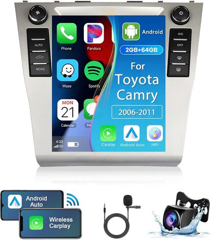 【2G+64G】 لسيارة Toyota Camry(Auto A/C) 2006-2011 ستيريو راديو السيارة Android، Carplay اللاسلكي Android Auto 9.7 بوصة شاشة تعمل باللمس، مستقبل صوت بلوتوث للسيارة يدعم نظام تحديد المواقع العالمي (GPS) وكاميرا احتياطية FM/RDS HiFi SWC in Saudi Arabia