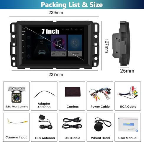 Android 13 Car Radio for GMC Sierra Yukon Chevrolet Buick Chevy Silverado, Zomolither 7" Touchscreen GPS Head Unit with Bluetooth iOS/Android Mirror Link WiFi FM/RDS SWC Dual USB+ Backup Camera in Saudi Arabia