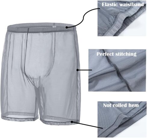 ملابس داخلية رجالية مثيرة شفافة من JINSHI، سراويل داخلية طويلة شفافة شفافة مقاس M L XL XXL 3XL in Kuwait