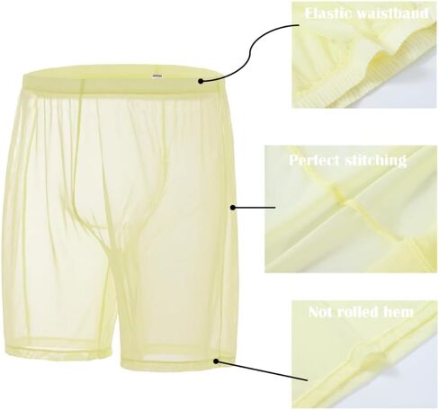 ملابس داخلية رجالية مثيرة شفافة من JINSHI، سراويل داخلية طويلة شفافة شفافة مقاس M L XL XXL 3XL in Kuwait