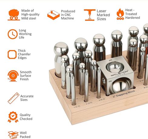 أدوات Splenor Tools من الفولاذ مقاس 2 بوصة مربعة الشكل ومجموعة 24 ثقبًا - لصنع المجوهرات - قالب تشكيل المعدن - أدوات التشكيل in Kuwait