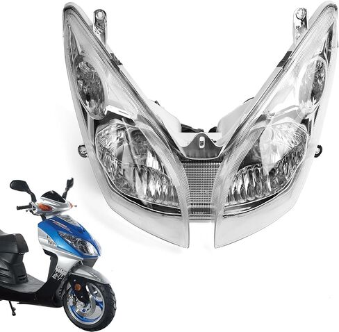 Minho Motorcycle Head Light Assembly 12V 35W Fit for Chinese Scooter Jonway 125cc 150cc 4 Generations,Halogen Yellow Light in Saudi Arabia