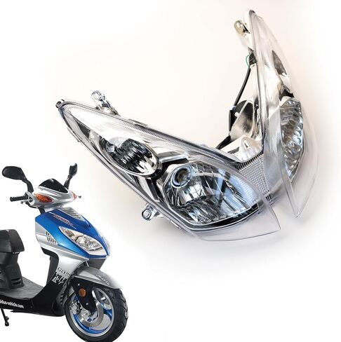 Minho Motorcycle Head Light Assembly 12V 35W Fit for Chinese Scooter Jonway 125cc 150cc 4 Generations,Halogen Yellow Light in Saudi Arabia