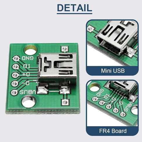 8 Pcs USB to DIP Adapter 2.54mm USB Type-C / Type-B / USB 2.0 / USB 2.0 Male / USB 3.0 / Micro USB / Mini USB / USB 4 in 1 to DIP Converter Breakout Board with Pin Header in Kuwait