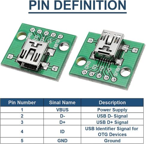 8 Pcs USB to DIP Adapter 2.54mm USB Type-C / Type-B / USB 2.0 / USB 2.0 Male / USB 3.0 / Micro USB / Mini USB / USB 4 in 1 to DIP Converter Breakout Board with Pin Header in Kuwait