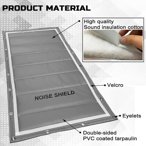 Sound Barrier 39.37" x 78.74", Thickened Sound Insulation Cotton, Waterproof, Flame Retardant, Soundproof Blanket for Door, Can be Hung as Convenient Sound Barrier Fence During Construction in Kuwait