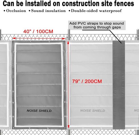 Sound Barrier 39.37" x 78.74", Thickened Sound Insulation Cotton, Waterproof, Flame Retardant, Soundproof Blanket for Door, Can be Hung as Convenient Sound Barrier Fence During Construction in Kuwait