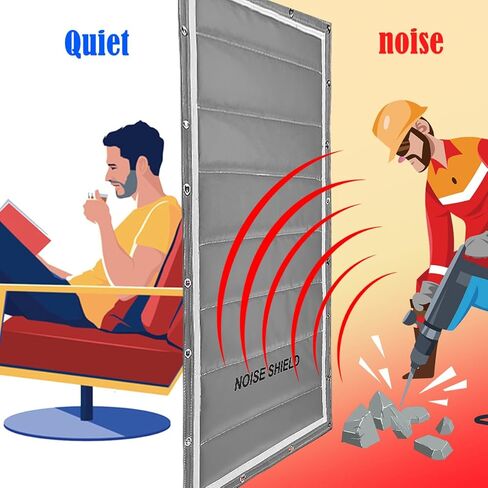 Sound Barrier 39.37" x 78.74", Thickened Sound Insulation Cotton, Waterproof, Flame Retardant, Soundproof Blanket for Door, Can be Hung as Convenient Sound Barrier Fence During Construction in Kuwait