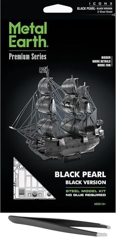 مجموعة أدوات معدنية ثلاثية الأبعاد من Metal Earth Fascinations Premium من سلسلة Black Pearl Ship باللون الأسود مع ملاقط in Saudi Arabia