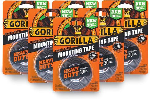 Gorilla Heavy Duty Double Sided Mounting Tape, 1" x 60", Black, (Pack of 6) in Saudi Arabia