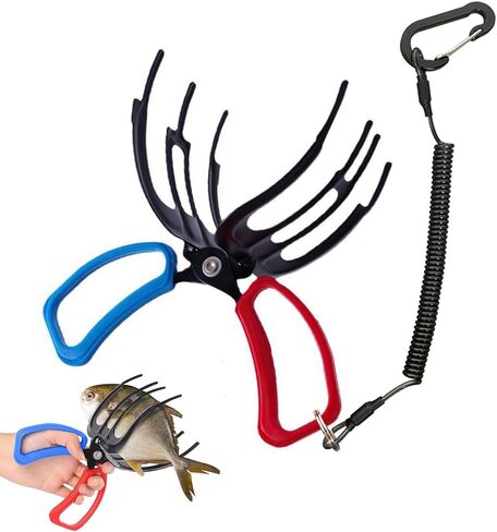 3 Claw Fish Gripper with Locks Lanyard Metal Fishing Pliers Gripper Fish Control Clamp, Portable Fish Grabber Fishing Tools for Most Freshwater Fish Grip Tackle Holder in Saudi Arabia