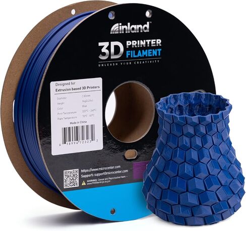 خيوط الطابعة INLAND Micro Center PETG ثلاثية الأبعاد 2.85 مم - أزرق، بكرة من الورق المقوى 1 كجم (2.2 رطل)، دقة الأبعاد +/- 0.03 مم in Kuwait
