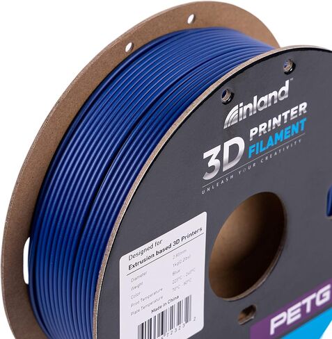 خيوط الطابعة INLAND Micro Center PETG ثلاثية الأبعاد 2.85 مم - أزرق، بكرة من الورق المقوى 1 كجم (2.2 رطل)، دقة الأبعاد +/- 0.03 مم in Kuwait