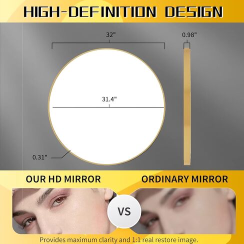 مرآة دائرية للحائط مقاس 28 بوصة من Beauty4U للحمام، مرآة مستديرة سوداء للجدار، مرآة دائرية معلقة مقاس 28 بوصة لغرفة المعيشة والزينة وغرفة النوم in Kuwait