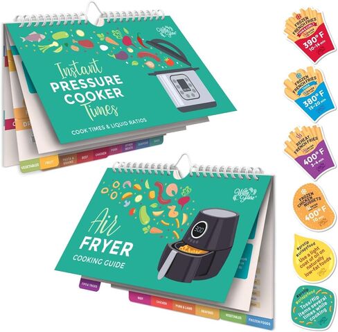 مقلاة هوائية مضيئة من ويلا وأوراق غش للطباخ المغناطيسي بالضغط الكهربائي - دليل درجة الحرارة المثالية ووقت الطهي - كتاب طبخ مغناطيسي للحوم ولحم البقر والدجاج ولحم الخنزير ووجبات الخضروات - ملصقات قابلة لإعادة الاستخدام in Kuwait