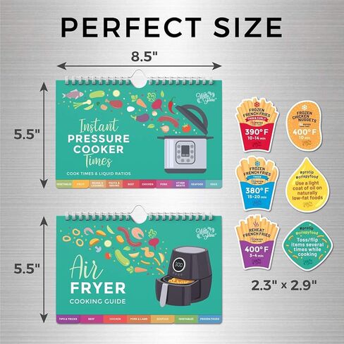 مقلاة هوائية مضيئة من ويلا وأوراق غش للطباخ المغناطيسي بالضغط الكهربائي - دليل درجة الحرارة المثالية ووقت الطهي - كتاب طبخ مغناطيسي للحوم ولحم البقر والدجاج ولحم الخنزير ووجبات الخضروات - ملصقات قابلة لإعادة الاستخدام in Kuwait
