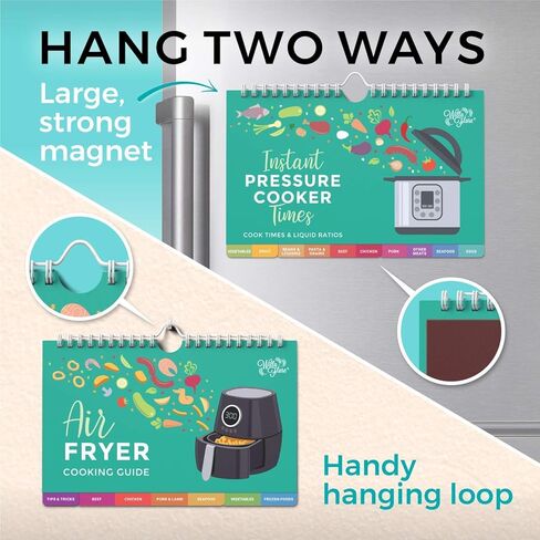 مقلاة هوائية مضيئة من ويلا وأوراق غش للطباخ المغناطيسي بالضغط الكهربائي - دليل درجة الحرارة المثالية ووقت الطهي - كتاب طبخ مغناطيسي للحوم ولحم البقر والدجاج ولحم الخنزير ووجبات الخضروات - ملصقات قابلة لإعادة الاستخدام in Kuwait