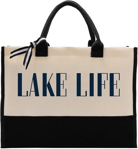 حقيبة حمل من القماش، حقيبة حمل من القماش القطني، حقيبة رحلة البحيرة، هدايا عيد ميلاد لصديقتها، حقائب حمل من القماش لمحبي الحياة في البحيرة، حقيبة من القماش على الشاطئ لركوب القوارب وعطلات نهاية الأسبوع والسفر طوال الليل in Kuwait