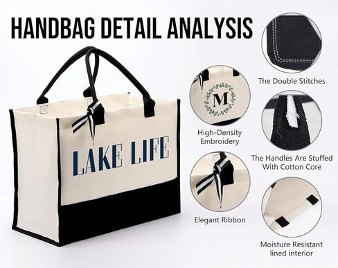 حقيبة حمل من القماش، حقيبة حمل من القماش القطني، حقيبة رحلة البحيرة، هدايا عيد ميلاد لصديقتها، حقائب حمل من القماش لمحبي الحياة في البحيرة، حقيبة من القماش على الشاطئ لركوب القوارب وعطلات نهاية الأسبوع والسفر طوال الليل in Kuwait