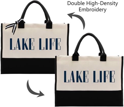 حقيبة حمل من القماش، حقيبة حمل من القماش القطني، حقيبة رحلة البحيرة، هدايا عيد ميلاد لصديقتها، حقائب حمل من القماش لمحبي الحياة في البحيرة، حقيبة من القماش على الشاطئ لركوب القوارب وعطلات نهاية الأسبوع والسفر طوال الليل in Kuwait