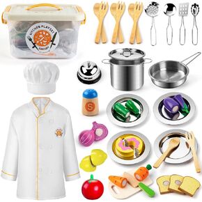 Juboury Play Kitchen Accessories, Stainless Steel Toddler Cooking Set in Kuwait