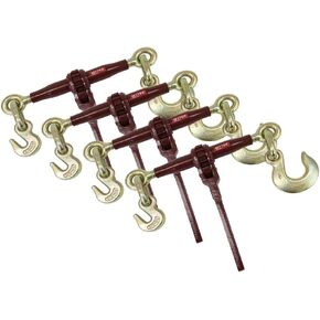 Mytee Products Heavy Duty Specialty Pro Ratchet Load Chain Binder w/ 1/2" Grab Hook on One Side & 1/2" Slip Hook Other Side, 12,000 Lbs Load Limit | Chain Binders for Flatbed Truck Trailer - 4 Pack in Kuwait