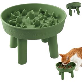 Silicone Slow Feeder Cat Bowl with Detachable Stand, Green in Saudi Arabia