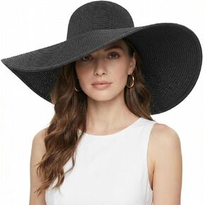 قبعة DRESHOW النسائية ذات القش قابلة للطي على الشاطئ قبعة الشمس قابلة للطي بعامل حماية من الأشعة فوق البنفسجية 50+ in Kuwait