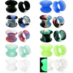 WYR 12/16/20/24/28/32pcs Ear Tunnels Plugs Piercing Set : Double Flared Hollow Hard/Soft Silicone Ear Gauges Ear Expander Stretcher Body Piercing Jewelry 8g-40mm in Kuwait