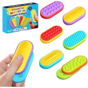 6PCS Sensory Fidget Toys for Kids Adults, Magnetic Fidget Sliders Silicone Textured, Quiet Stress Toys for Autism ADHD Classroom Prizes Must Haves, Office Desk Portable Fidgets (Multicolor) in Kuwait