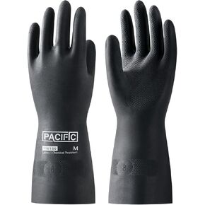 قفازات PACIFIC PPE المقاومة للمواد الكيميائية، قفازات مطاطية صناعية شديدة التحمل، مقاومة الأحماض والقلويات والزيوت، 12.6 بوصة، كبيرة in Kuwait