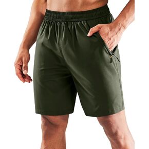 MIER Men's Quick Dry Running Shorts with Zipper Pocket, Elastic Waist Athletic Workout Exercise Fitness Shorts, 7 Inch in Saudi Arabia