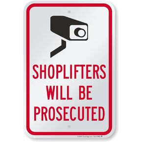 SmartSign - K-2637-PL-10 "Shoplifters Will Be Prosecuted" Sign | 7" x 10" Plastic Black/Red on White in Kuwait