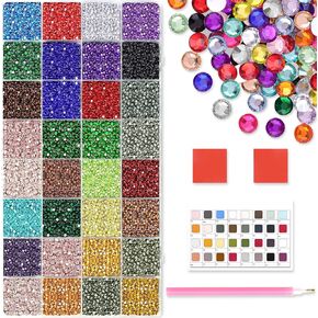 32 Colors 32,000 PCS Acrylic Diamond Painting Beads, Flat Bottom Round Rhinestones for 5D DIY Craft, Boxed with DMC Color Codes in Saudi Arabia