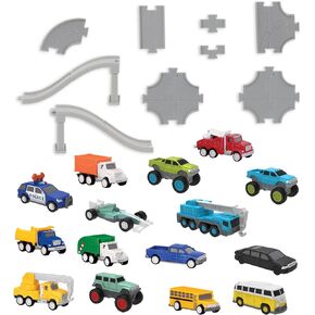 DRIVEN by Battat Pocket Pack Playset, 61-Piece Mini Car Track Toy, Mix in Saudi Arabia