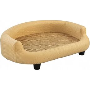 Pet Sofa Bed with Cooling Mat Compact Indoor Pet Sofa Bed Indoor Cat Couch for Living Room, Yellow in Kuwait