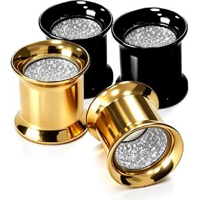 WYR Unisex Women and Men 2pcs Hollow Gold/Sliver/Black Color Stainless Steel with Zircon Screw Ear Plugs Tunnels - Ear Expander Ear Gauges Stretcher Body Piercing Jewelry 8g-5/8 in Saudi Arabia